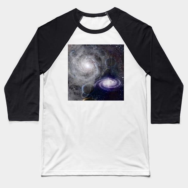 Planets in Deep Space Baseball T-Shirt by rolffimages